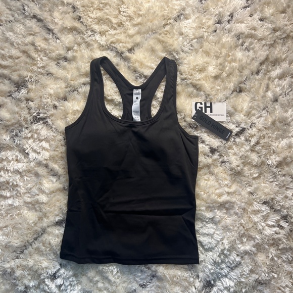 🖤 Gold Hinge Black Essential Full Length Racerback Top Shirt - Picture 1 of 5